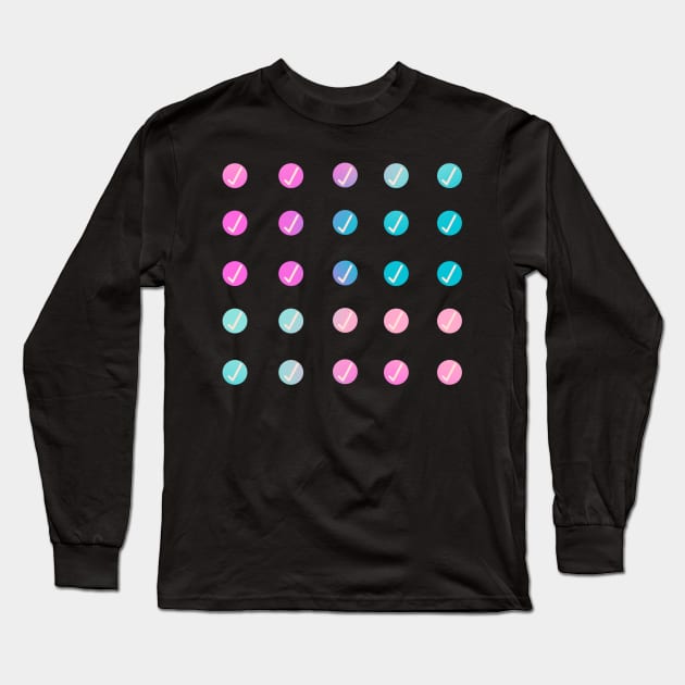 Back to School Teal and Fuchsia Gradient Checkmark Planner Long Sleeve T-Shirt by JuneNostalgia